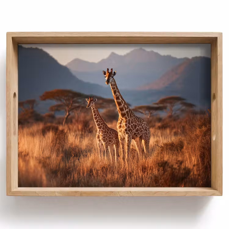 Tray - Giraffes - High grass - Acacia trees — 1