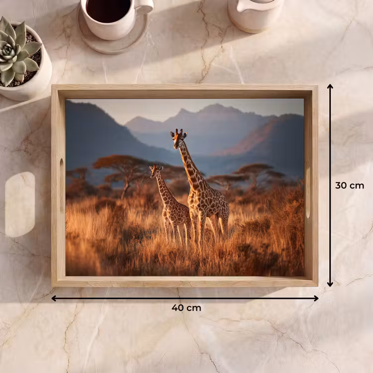 Tray - Giraffes - High grass - Acacia trees — 8