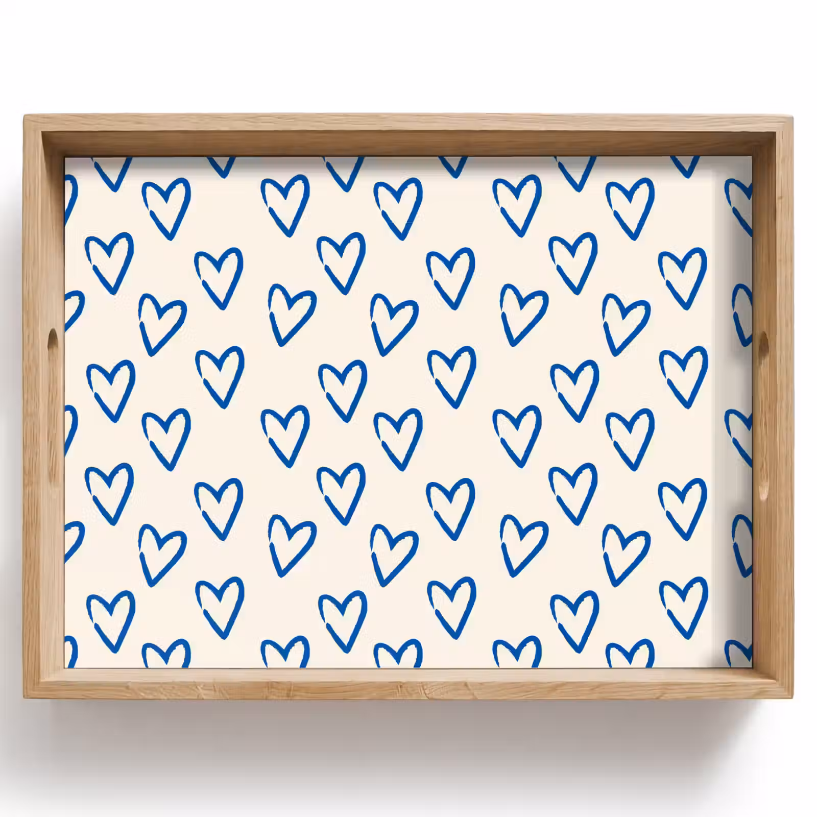 Tray - Heart pattern - Blue - Beige - Love — 1