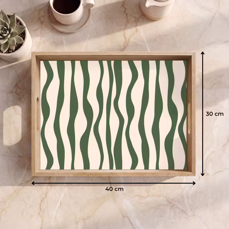 Tray - Wavy lines - Beige - Green - Stripes - Abstract — 8