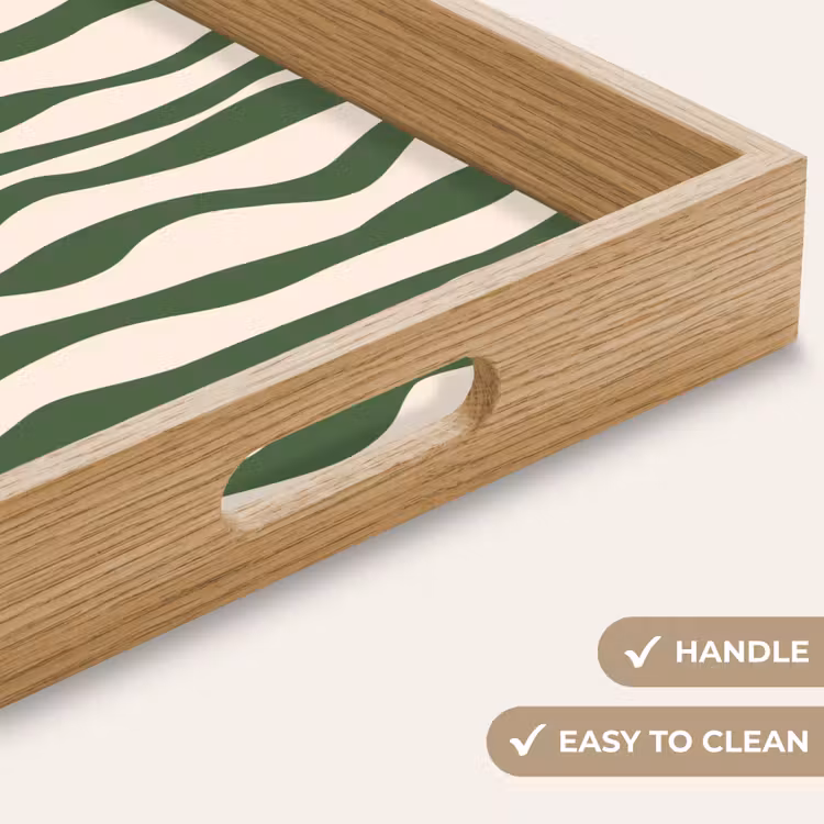 Tray - Wavy lines - Beige - Green - Stripes - Abstract — 9