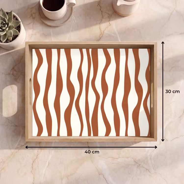 Tray - Wavy lines - Stripes - Beige - Brown — 8