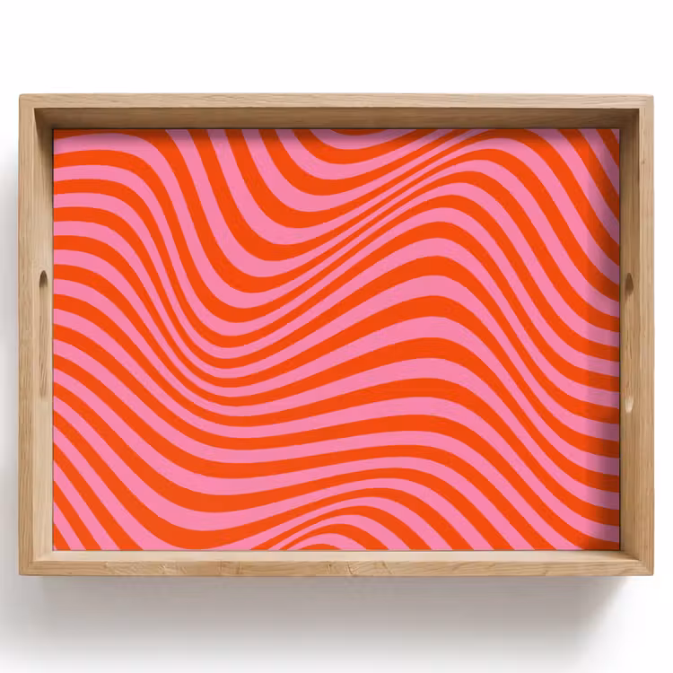 Tray - Wavy pattern - Red - Pink - Lines — 1