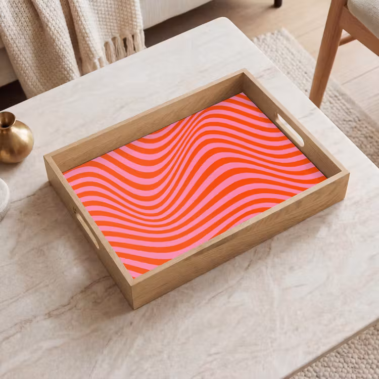 Tray - Wavy pattern - Red - Pink - Lines — 2