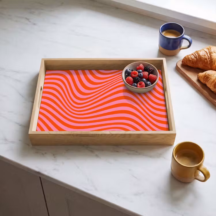Tray - Wavy pattern - Red - Pink - Lines — 3