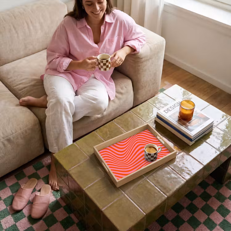 Tray - Wavy pattern - Red - Pink - Lines — 4
