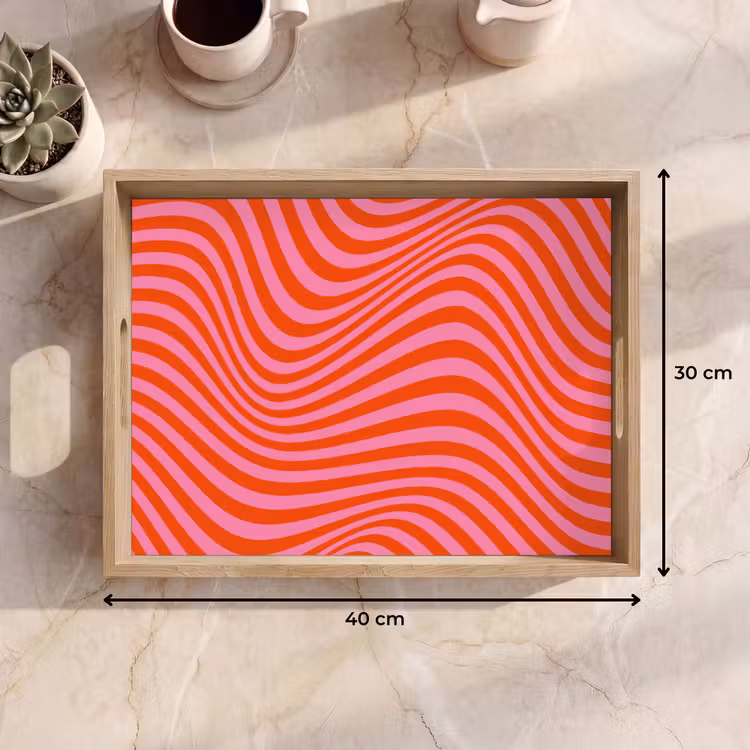 Tray - Wavy pattern - Red - Pink - Lines — 8