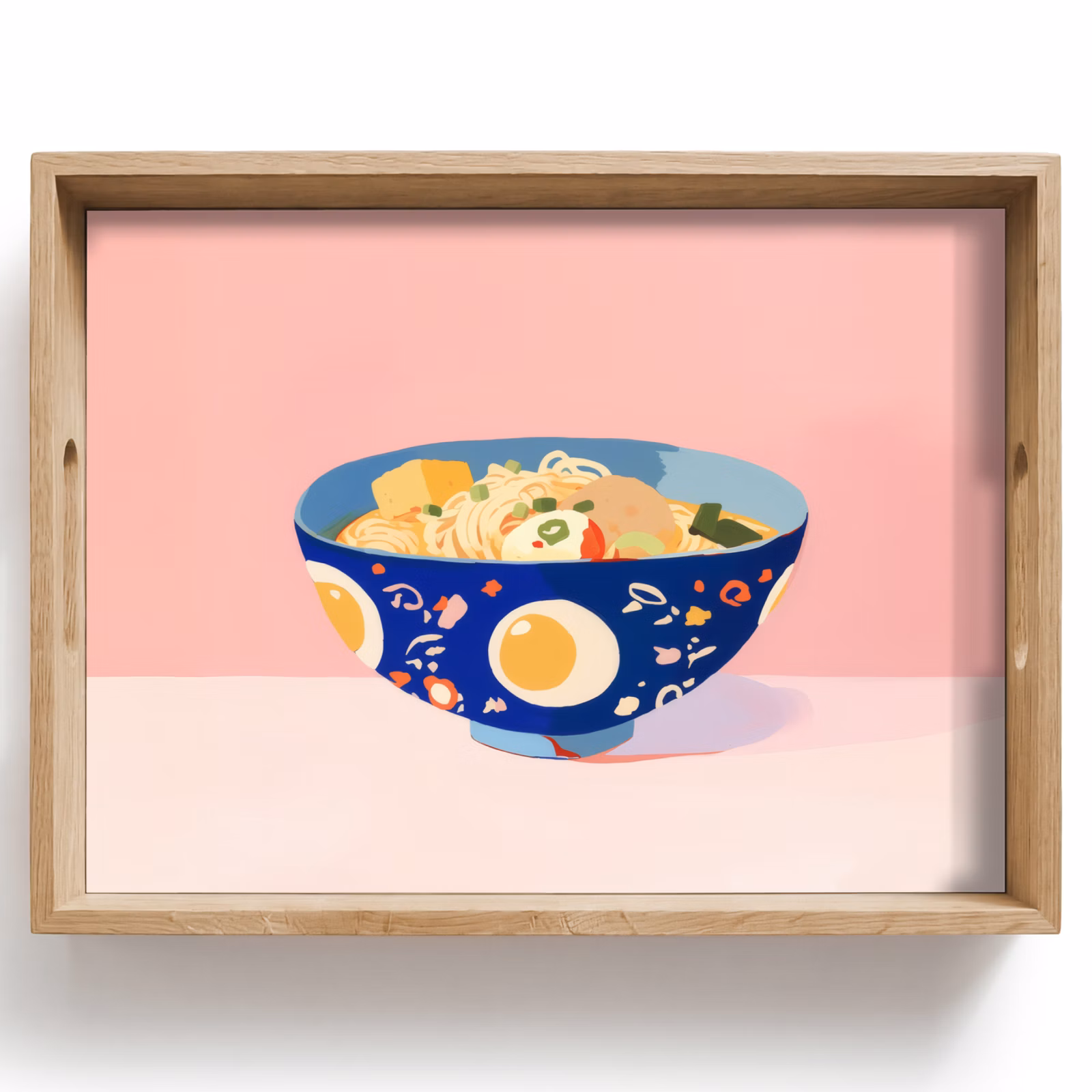 Tray - Noodles - Bowl - Blue - Illustration — 1