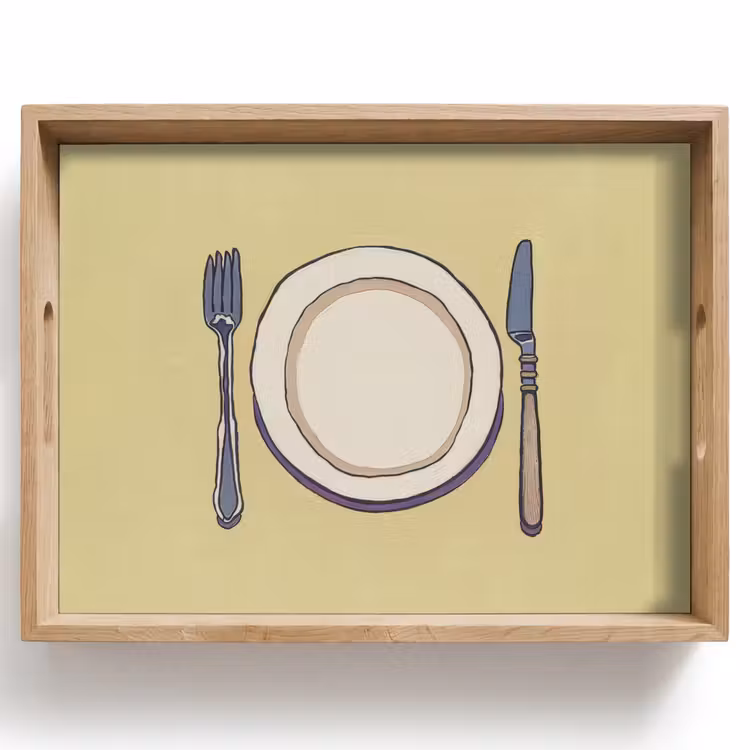 Tray - Illustration - Plate - Cutlery - Beige — 1