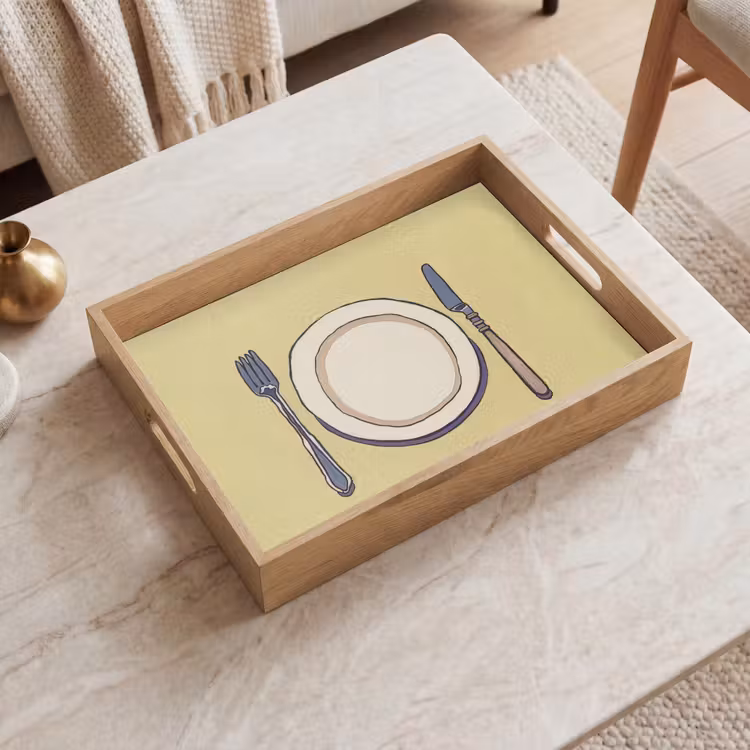 Tray - Illustration - Plate - Cutlery - Beige — 2