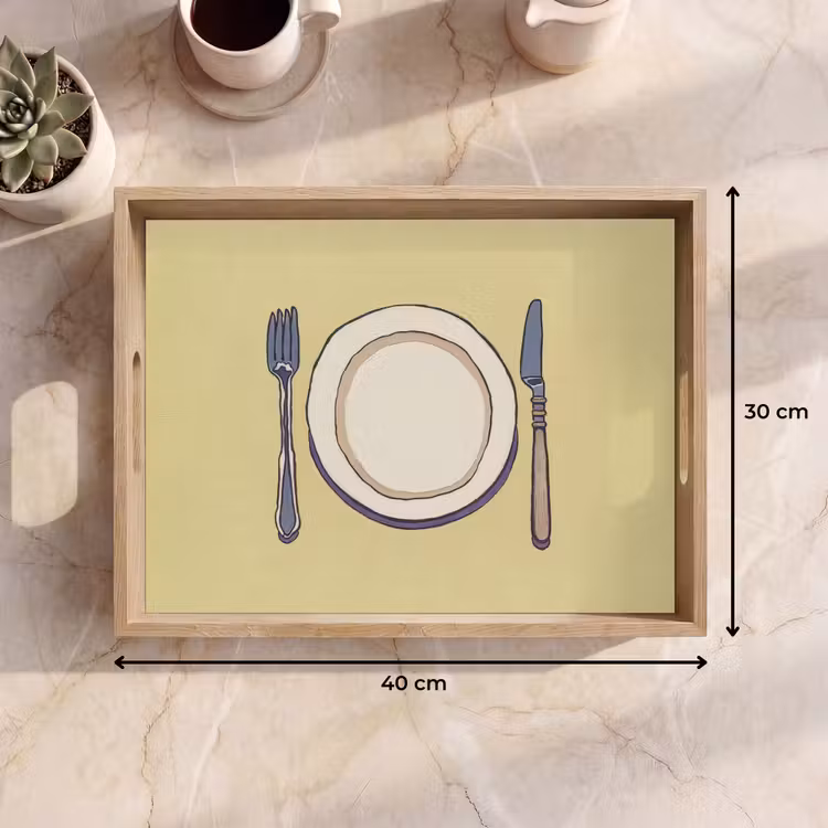 Tray - Illustration - Plate - Cutlery - Beige — 8