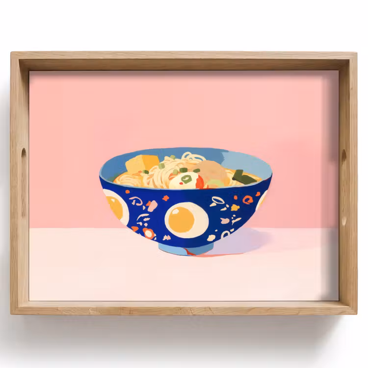 Tray - Noodles - Bowl - Blue - Illustration — 1