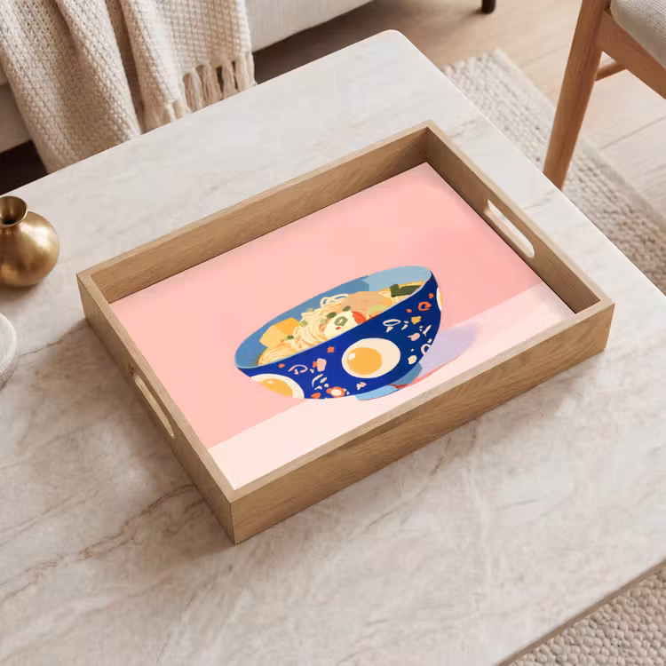 Tray - Noodles - Bowl - Blue - Illustration — 2