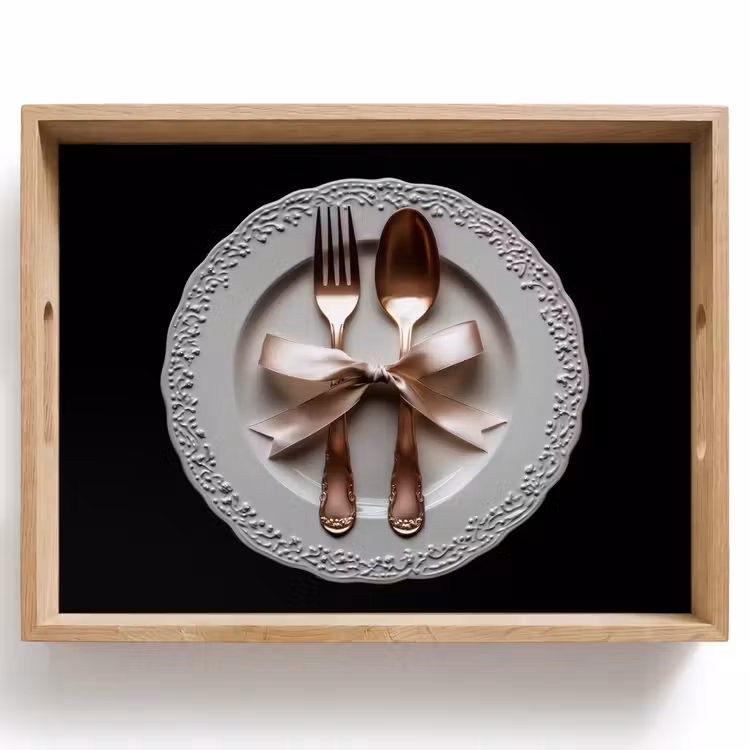 Tray - Rose - Bow - Cutlery — 1