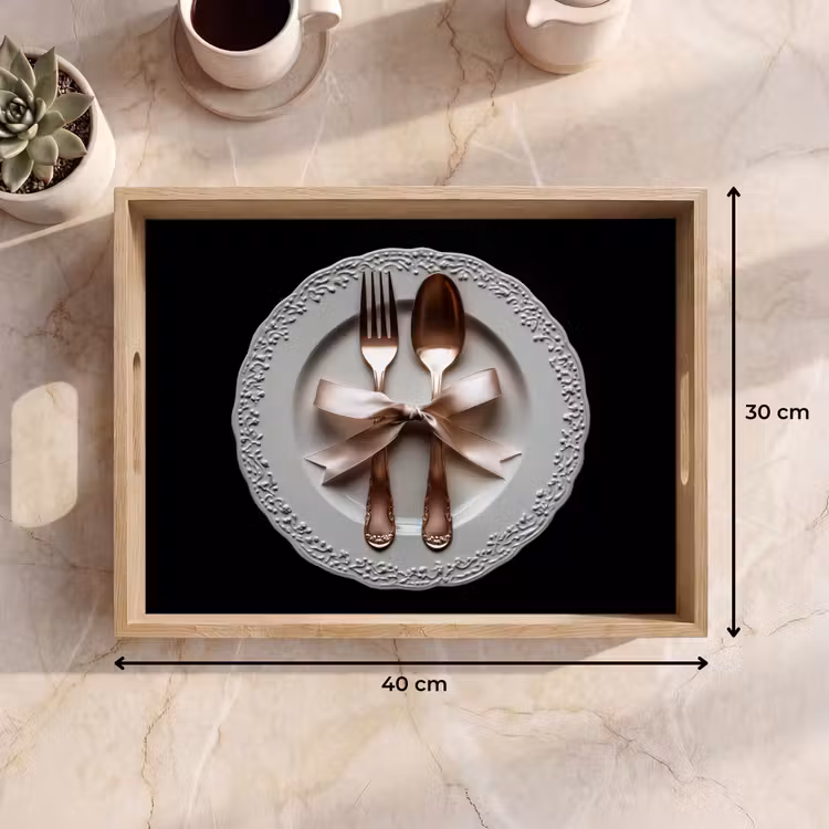 Tray - Rose - Bow - Cutlery — 8