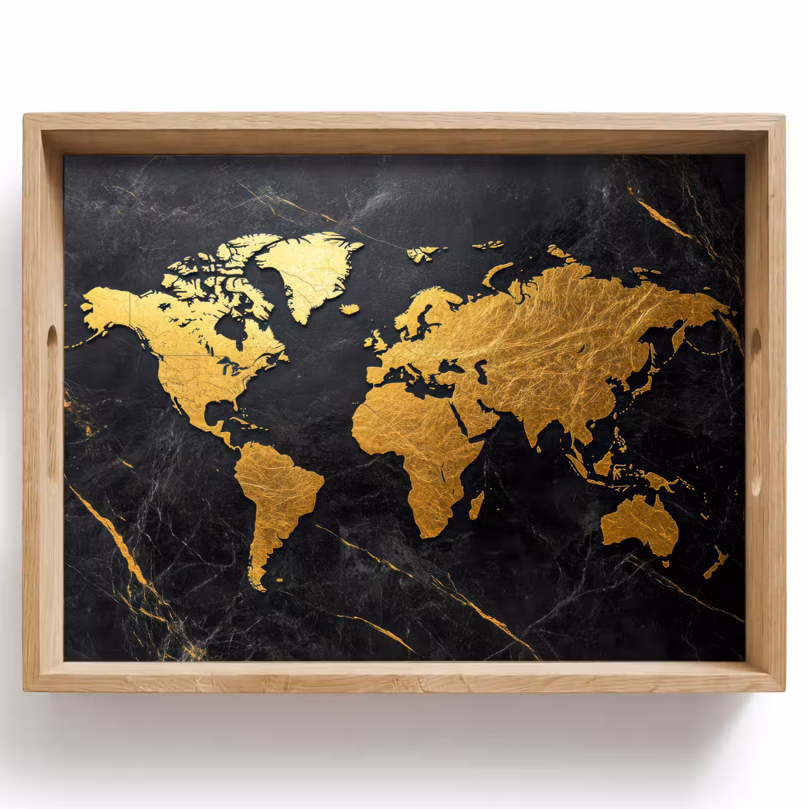 Tray - World map - Gold - Marble — 1