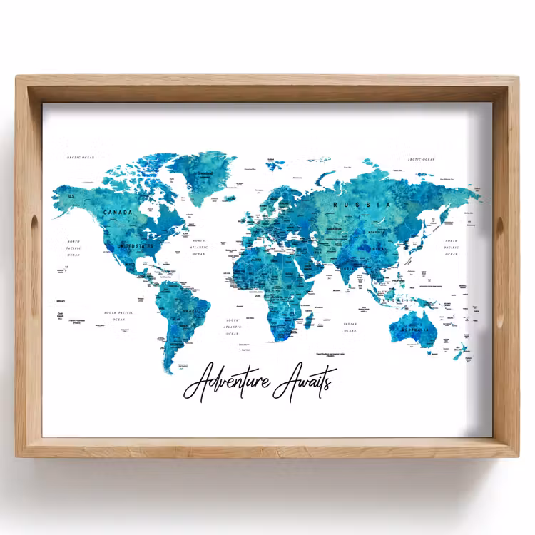 Tray - World map - Blue - Colorful — 1