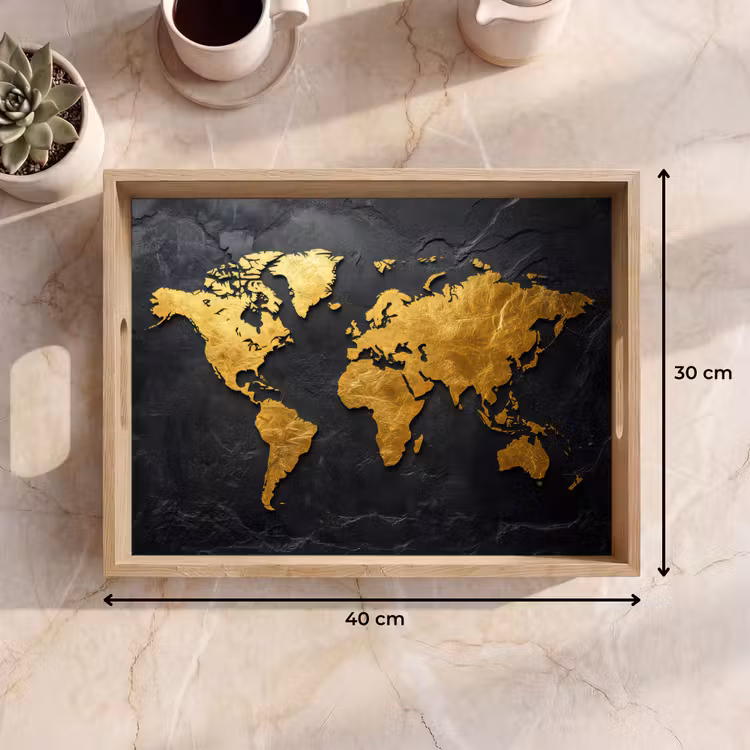 Tray - World map - Gold - Stone — 8