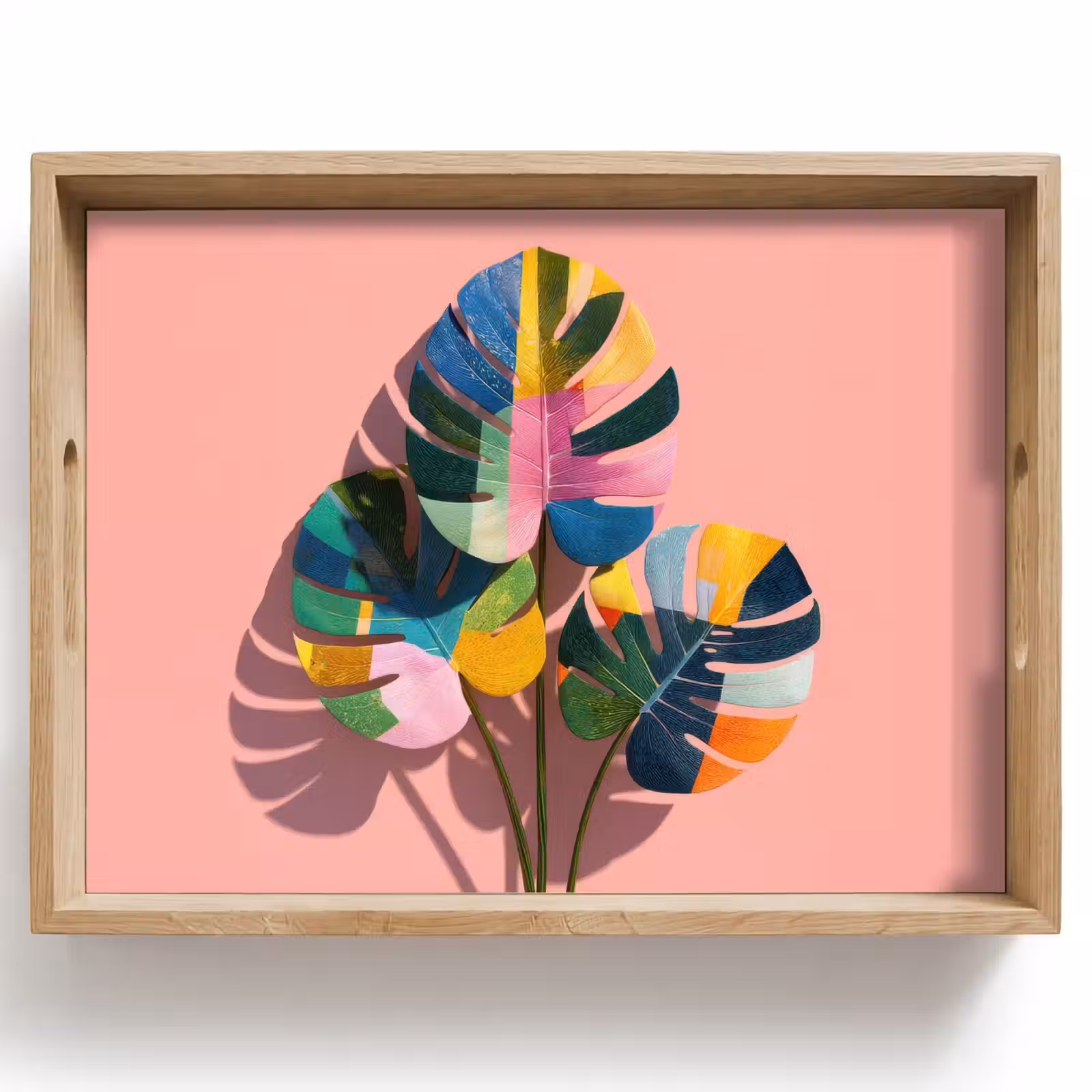 Tray - Leaves - Painted - Plains - Colorful — 1