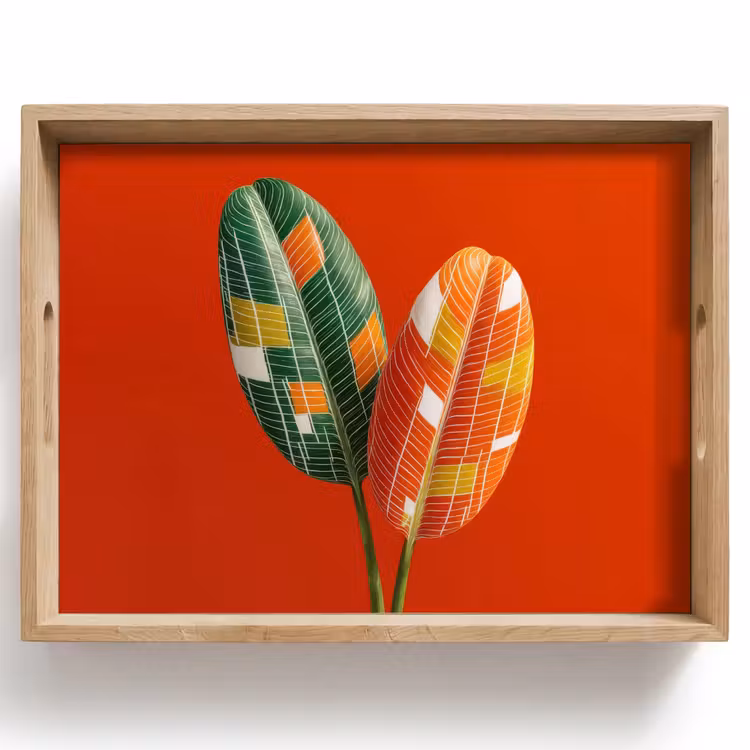 Tray - Leaves - Oval - Mosaic - Pattern — 1