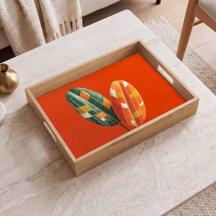 Tray - Leaves - Oval - Mosaic - Pattern — 2