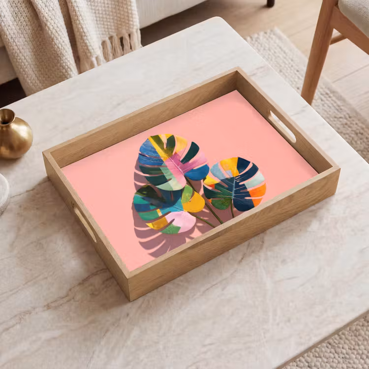 Tray - Leaves - Painted - Plains - Colorful — 2