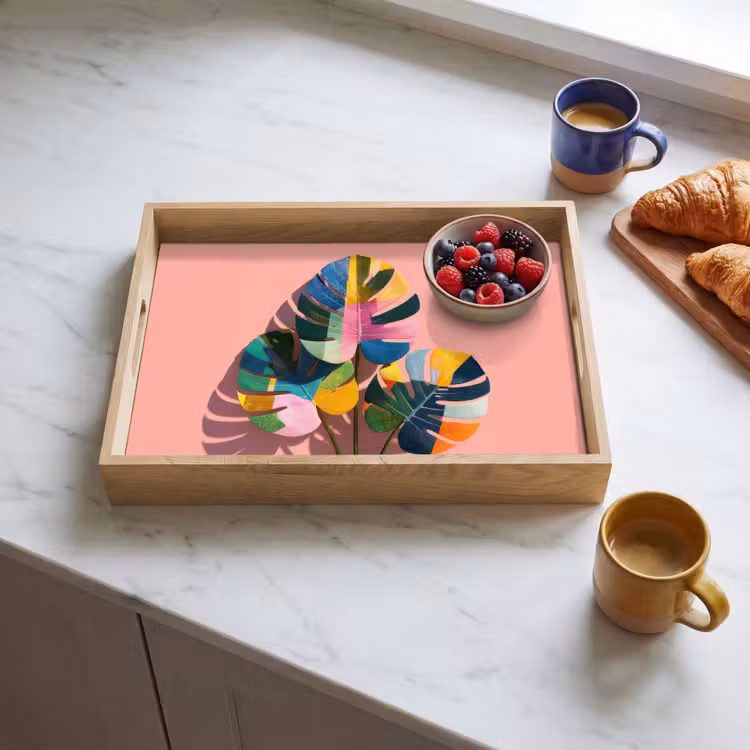 Tray - Leaves - Painted - Plains - Colorful — 3