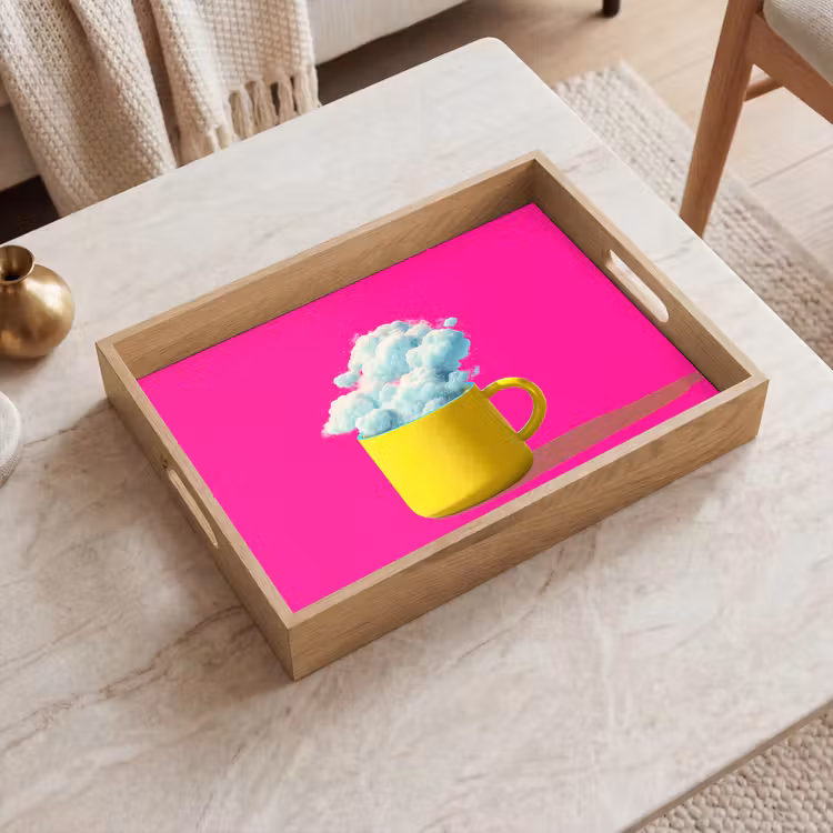 Tray - Mug - Clouds - Pink - Minimalist — 2