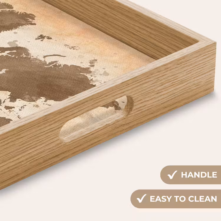 Tray - World map - Beige - Brown — 9