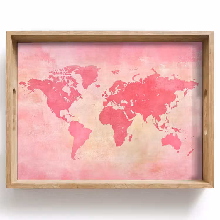Tray - World map - Pink - Vague — 1