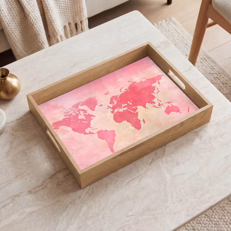Tray - World map - Pink - Vague — 2