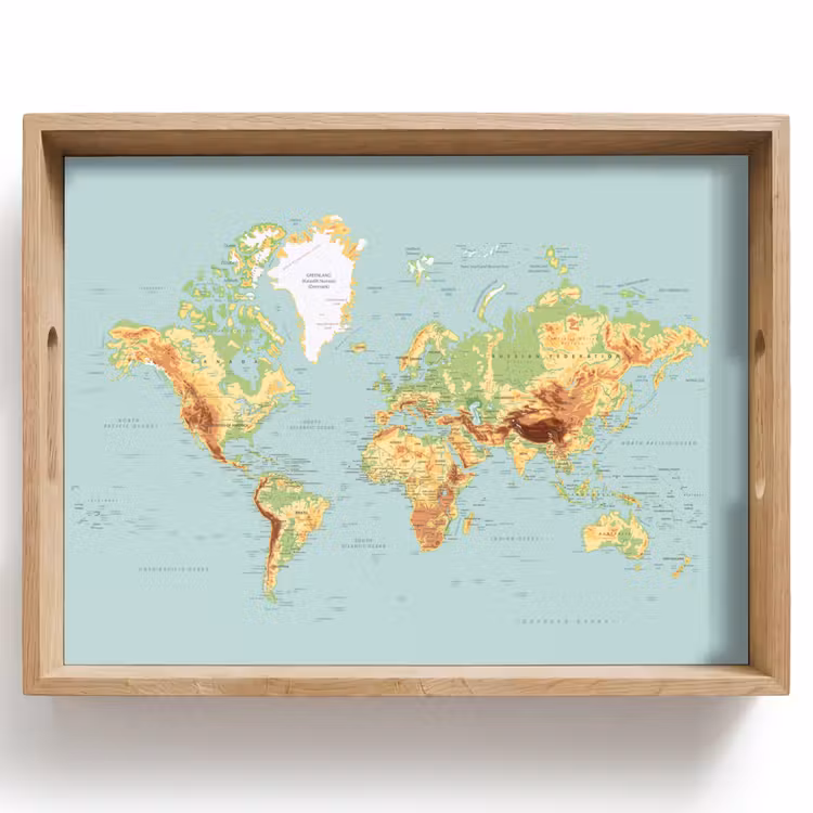 Tray - World map - Realistic - Blue — 1