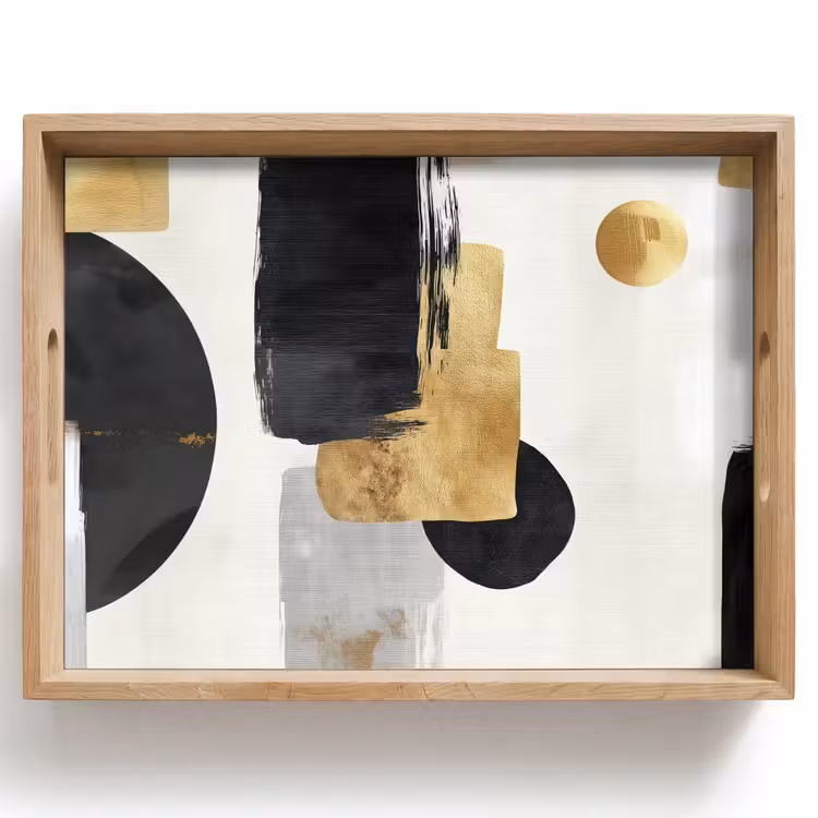 Tray - Gold - Rectangles - Circles - Abstract — 1