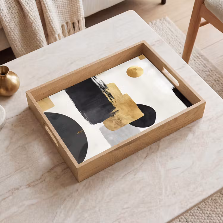 Tray - Gold - Rectangles - Circles - Abstract — 2