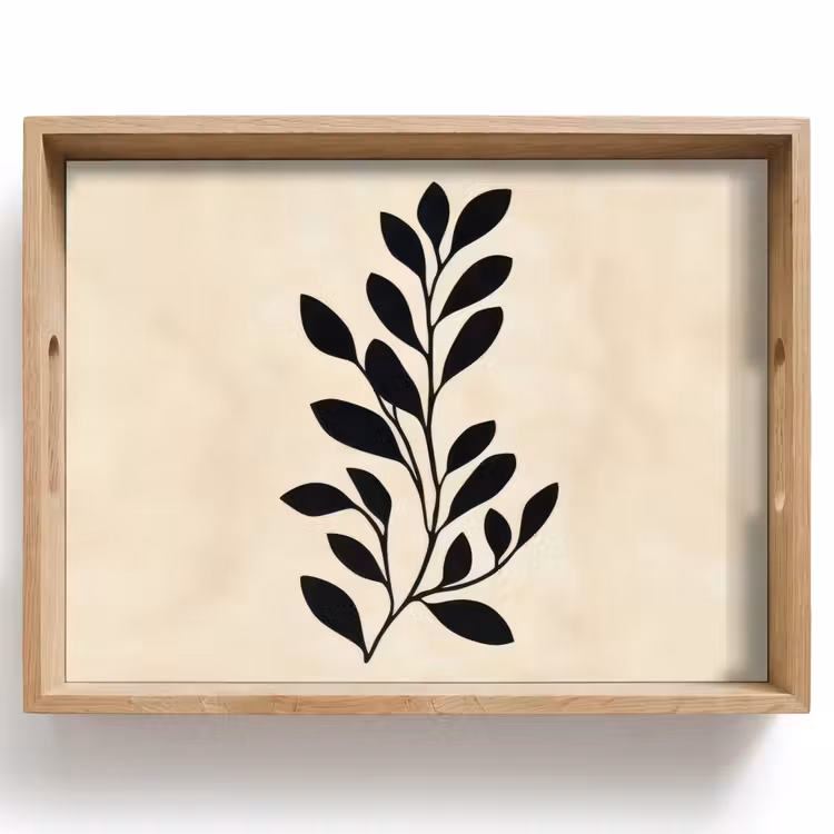 Tray - Minimalist - Branch - Leaves - Black — 1