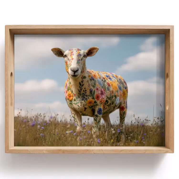 Tray - Sheep - Flowers - Meadow — 1