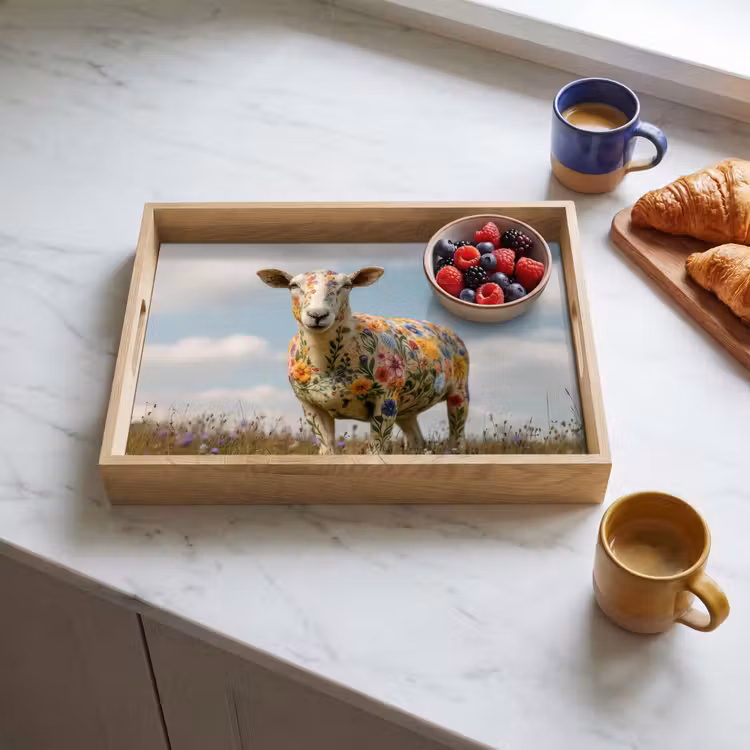 Tray - Sheep - Flowers - Meadow — 3