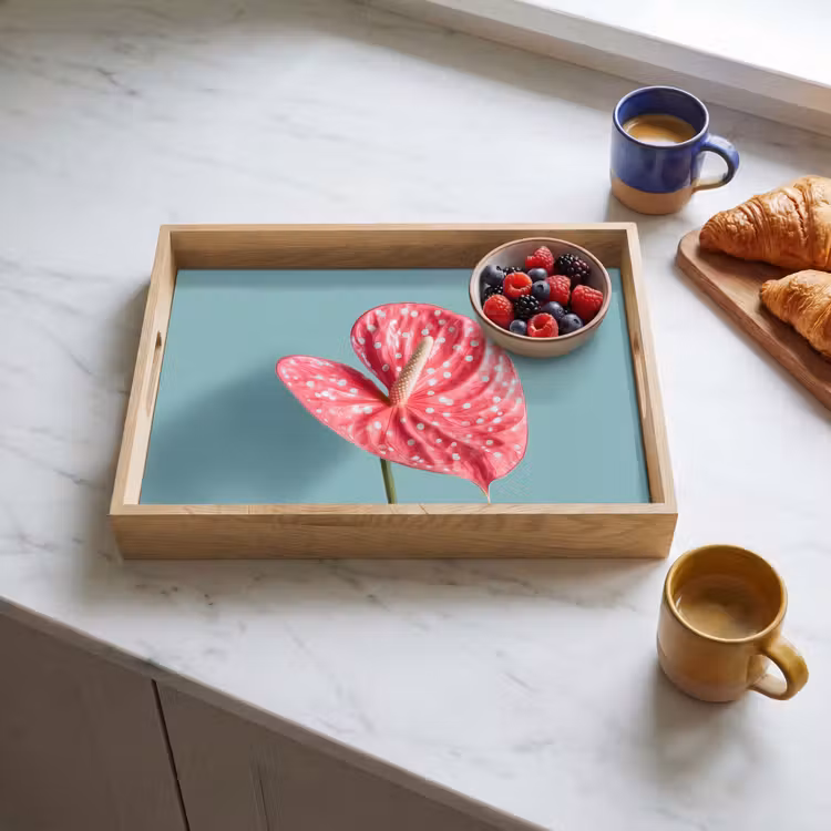 Tray - Leaf - Anthurium - Dots - Pink — 3