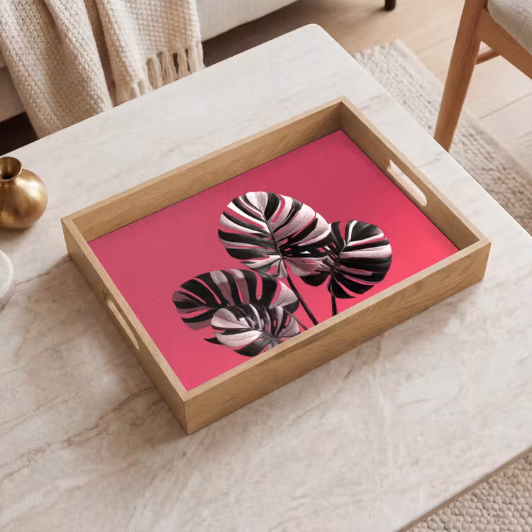 Tray - Leaves - Round - Pink — 2