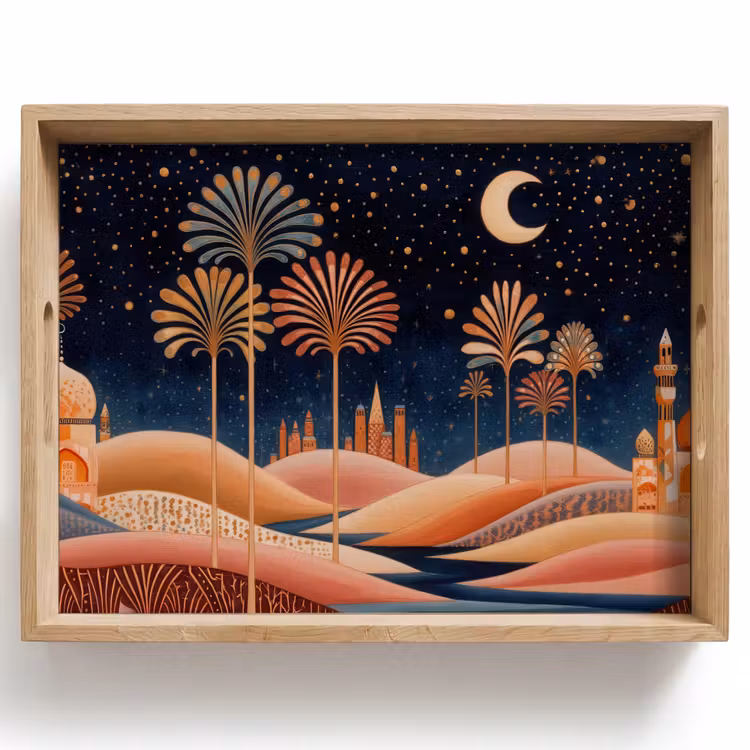 Tray - Starry sky - Palms - River — 1