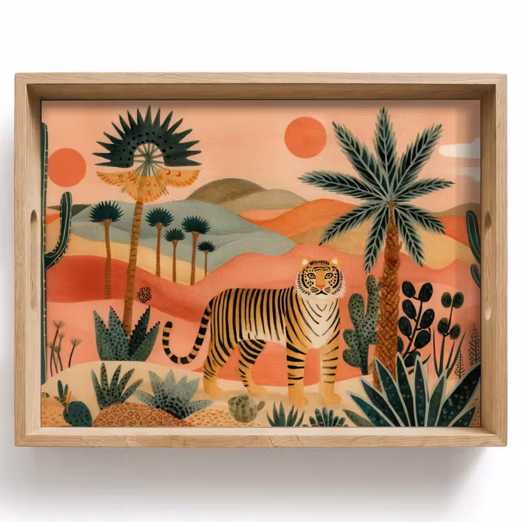 Tray - Tiger - Colorful - Palms - Cactus — 1