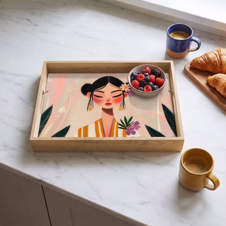 Tray - Woman - Flowers - Pastel — 3