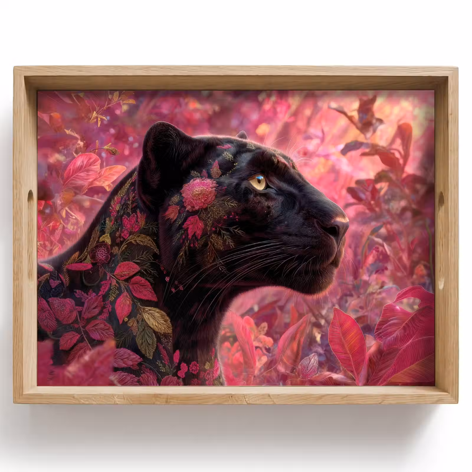 Tray - Leopard - Flowers - Pink — 1