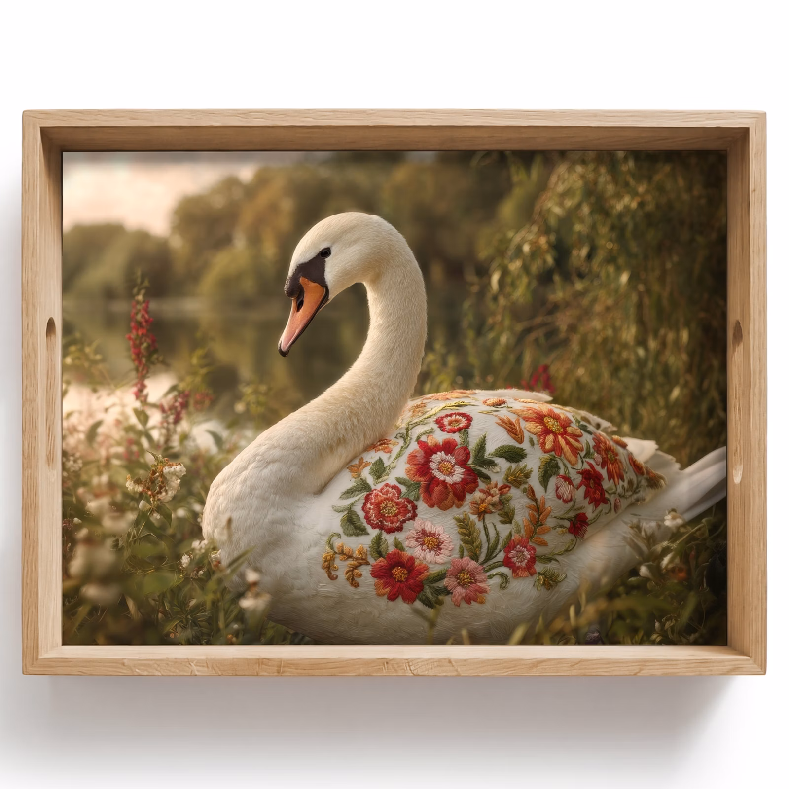 Tray - Swan - Flowers - Nature — 1