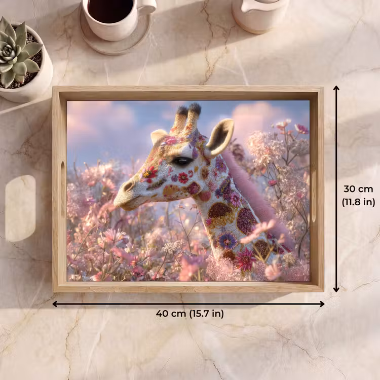 Tray - Giraffe - Flowers - Pink — 7