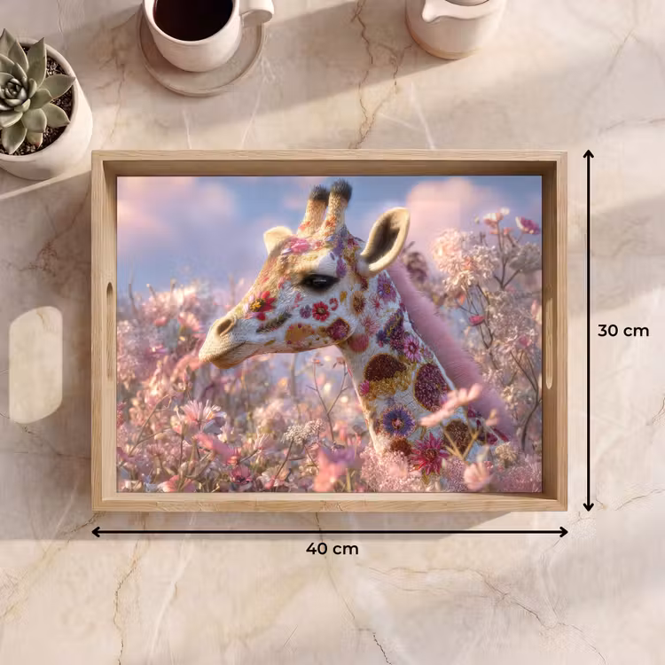 Tray - Giraffe - Flowers - Pink — 8