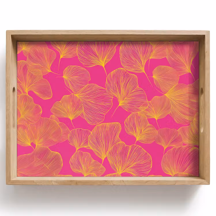 Tray - Leaves - Veins - Graphic - Pink — 1