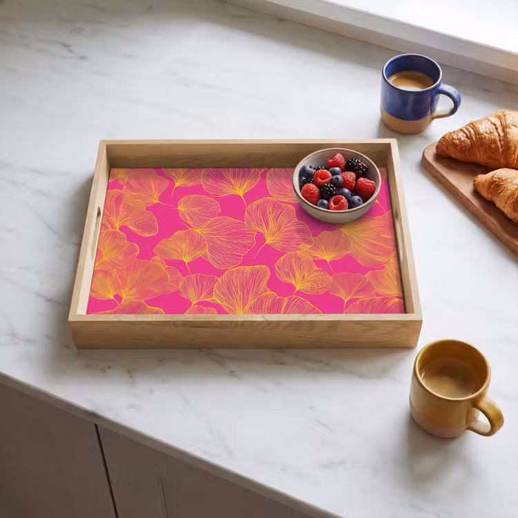 Tray - Leaves - Veins - Graphic - Pink — 3