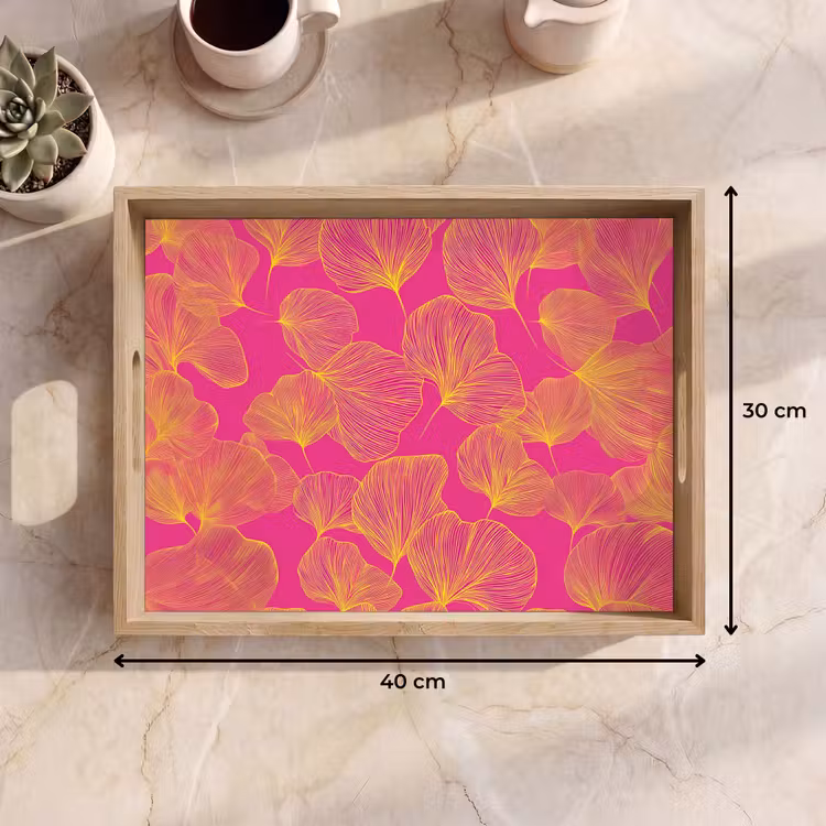 Tray - Leaves - Veins - Graphic - Pink — 8