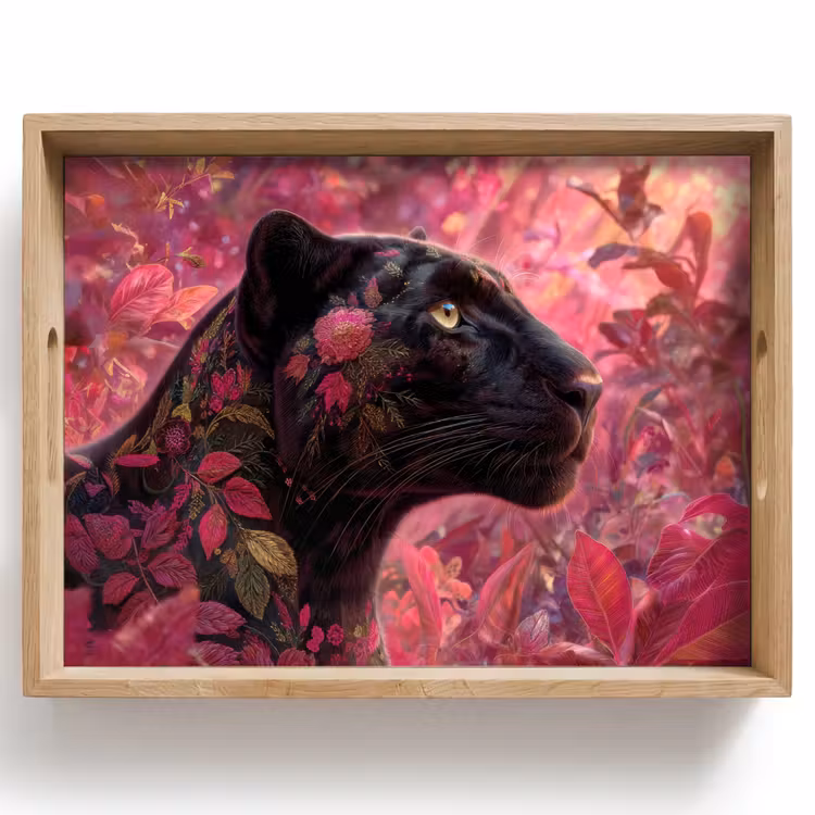Tray - Leopard - Flowers - Pink — 1